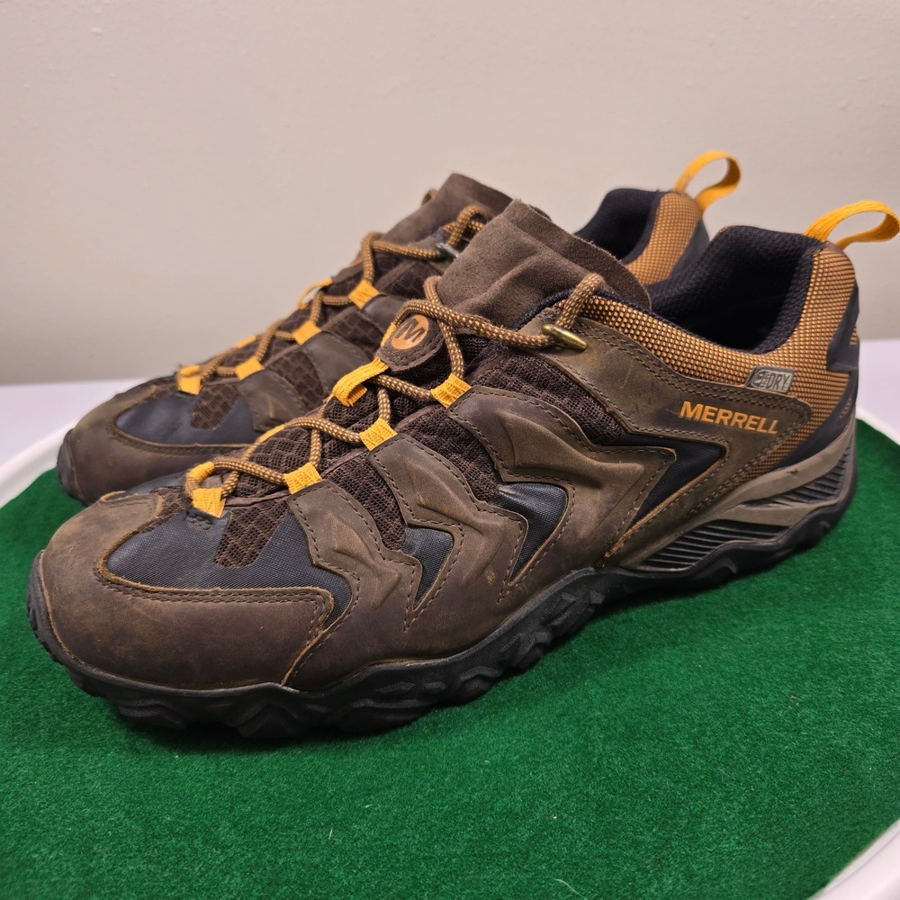 Merrell Bitter Root Waterproof Hiking Shoes Mens 13 Brown Orange Leather J16435